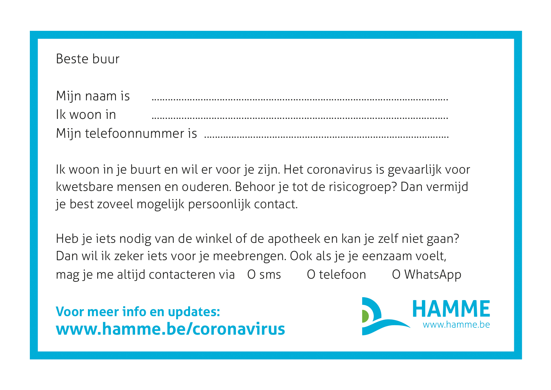 Burenkaartje van lokaal bestuur Hamme