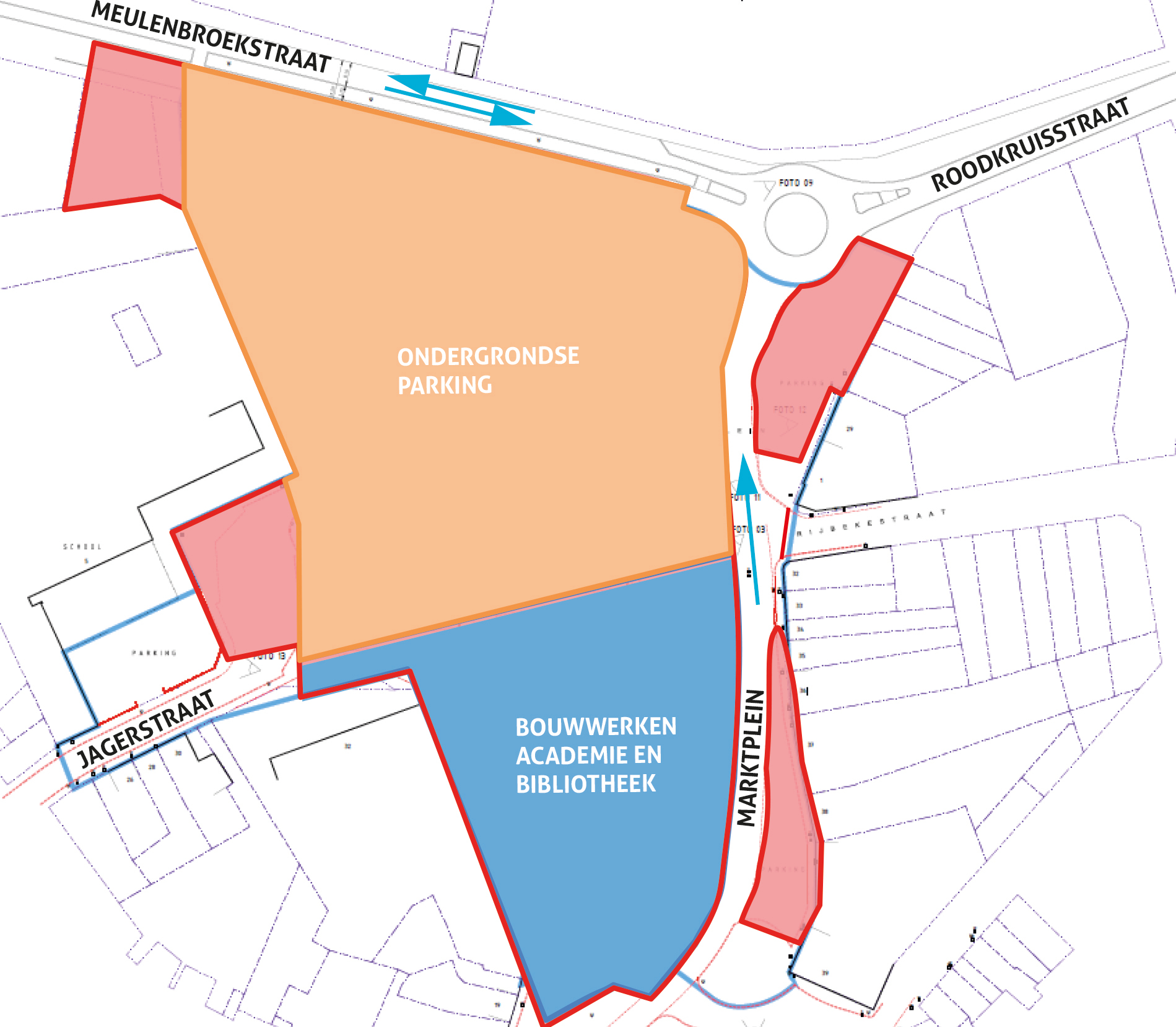Grondplan van de ondergrondse parking
