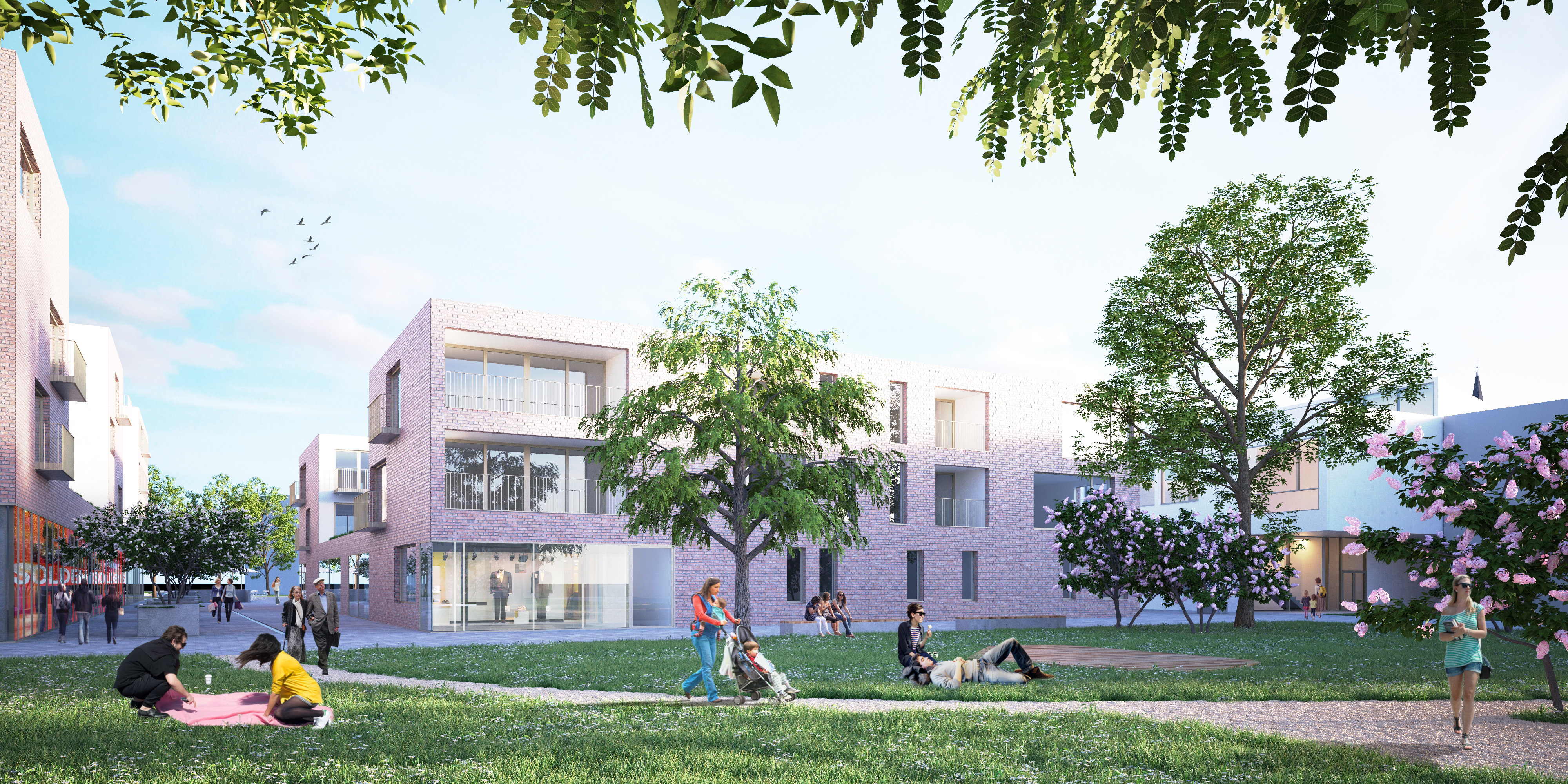 3D-beeld van de nieuwe appartementen in Hamme