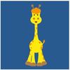 Tekening van een gele giraf
